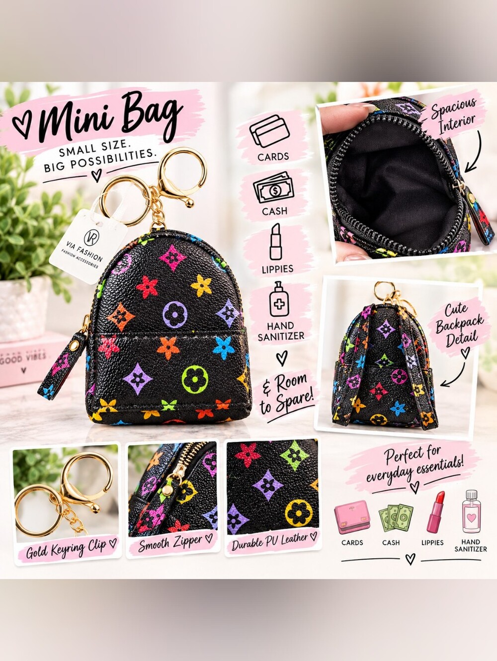 Mini Backpack Keychain Bag - Picture 2 of 2
